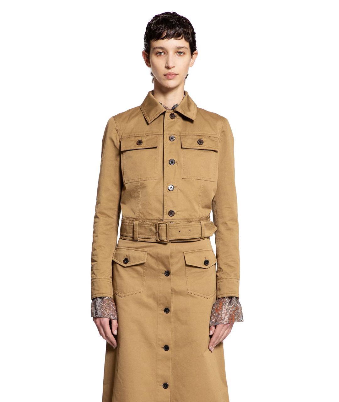 SAINT LAURENT Коричневый хлопковый костюм с юбками, фото 5