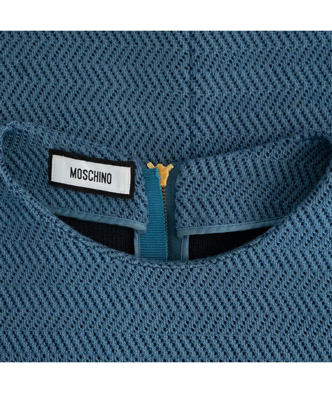 MOSCHINO Голубое шерстяное повседневное платье, фото 3