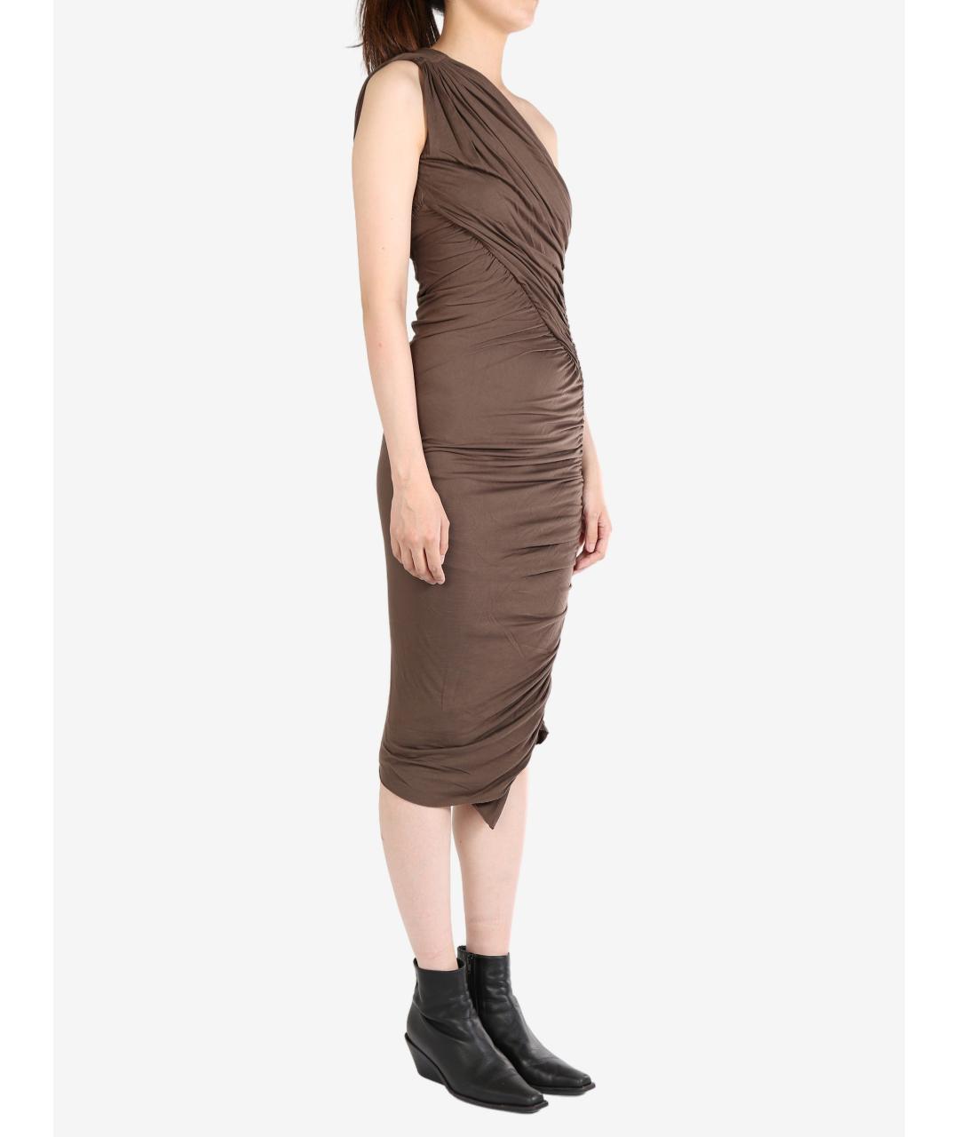 RICK OWENS Коричневое вискозное повседневное платье, фото 3