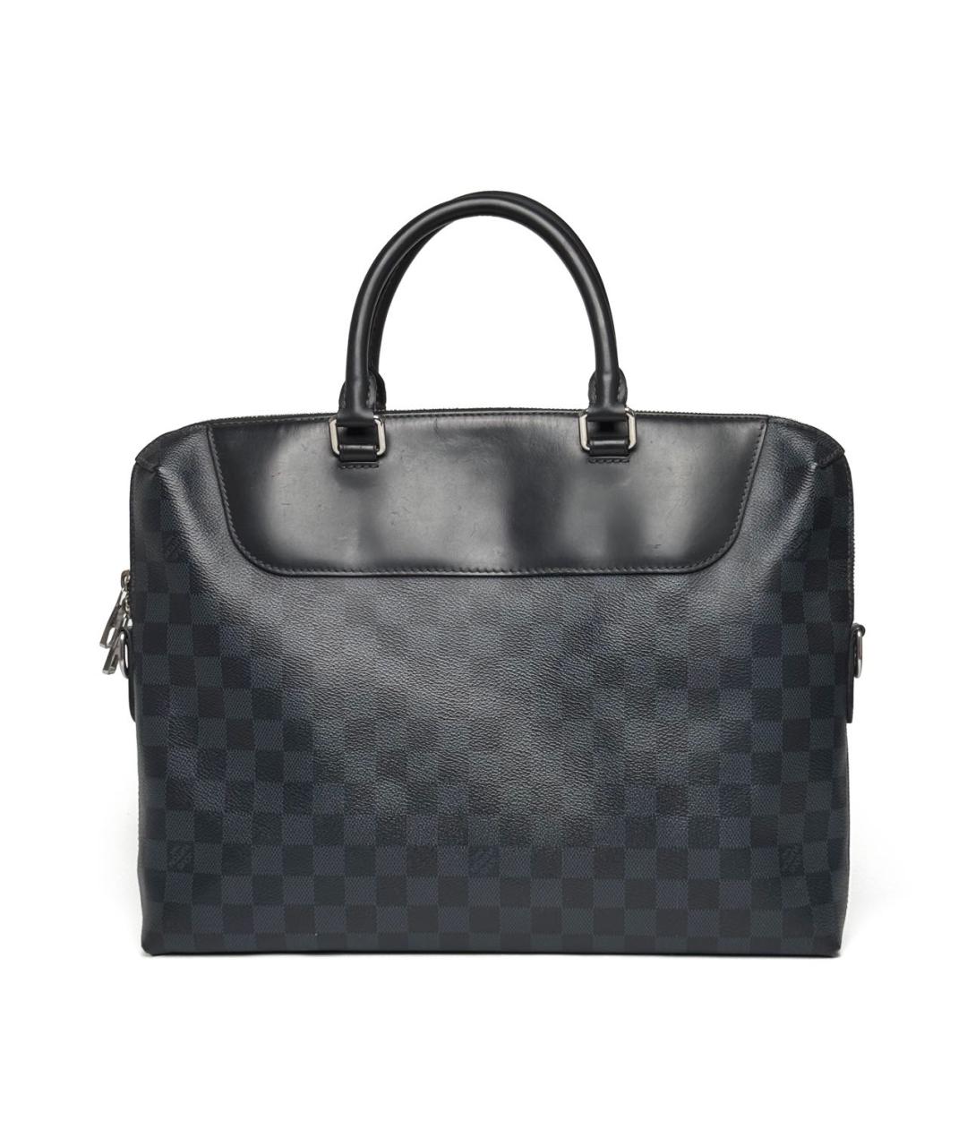 LOUIS VUITTON Черный кожаный портфель, фото 8