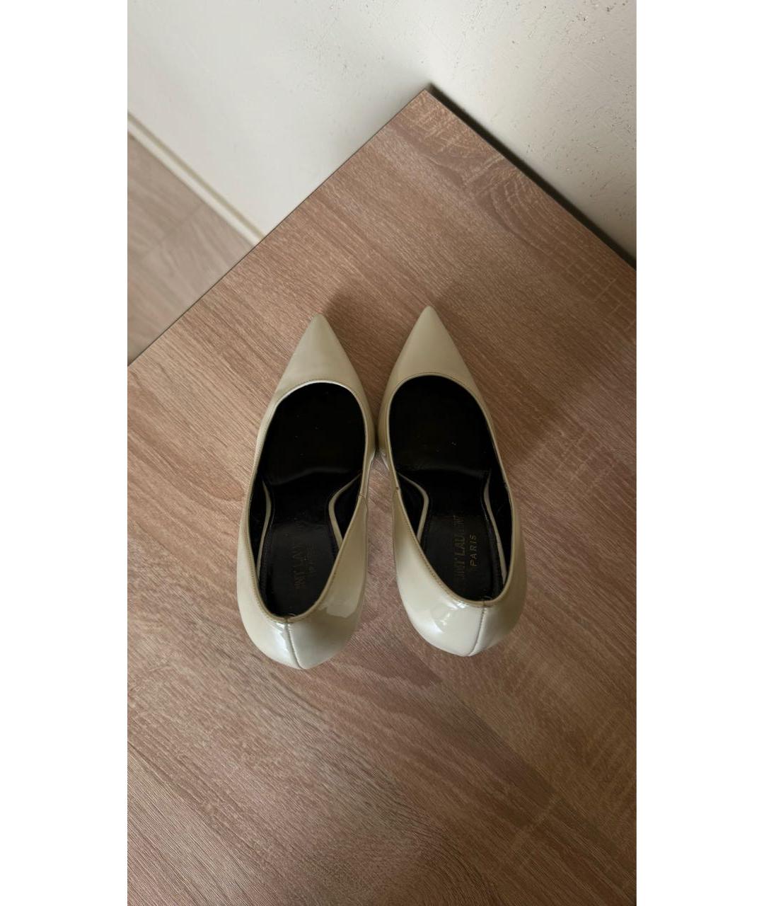 SAINT LAURENT Бежевые кожаные туфли, фото 3