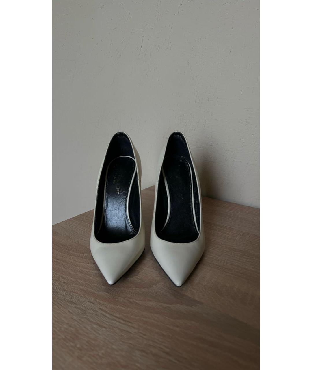 SAINT LAURENT Бежевые кожаные туфли, фото 2