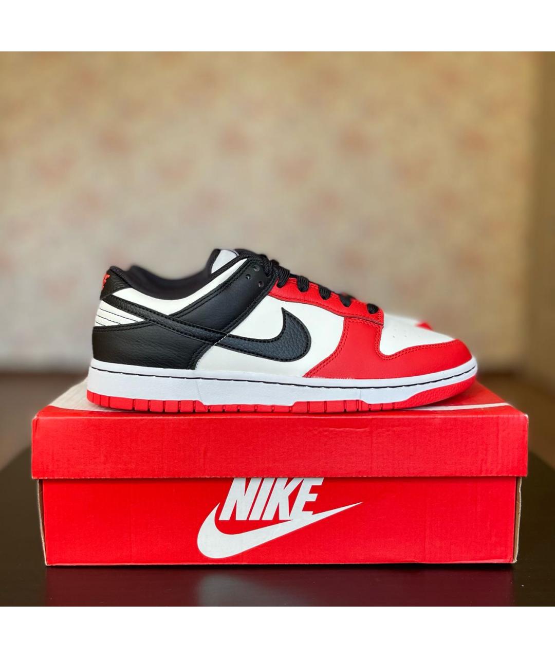 NIKE Красные кожаные низкие кроссовки / кеды, фото 5