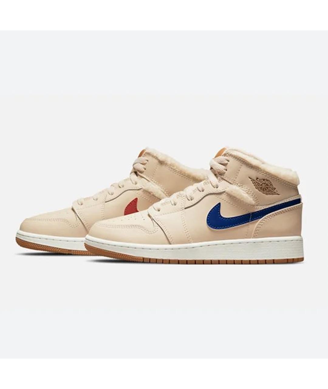 JORDAN Бежевые кожаные кроссовки, фото 2