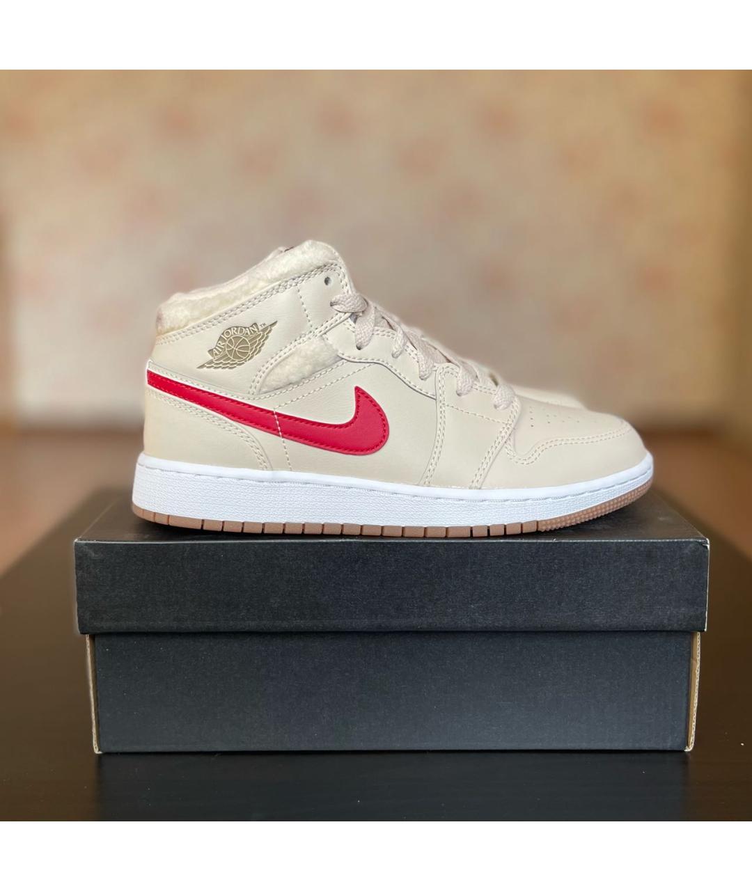 JORDAN Бежевые кожаные кроссовки, фото 7