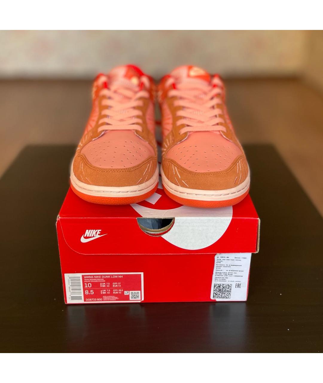 NIKE Оранжевое текстильные низкие кроссовки / кеды, фото 2