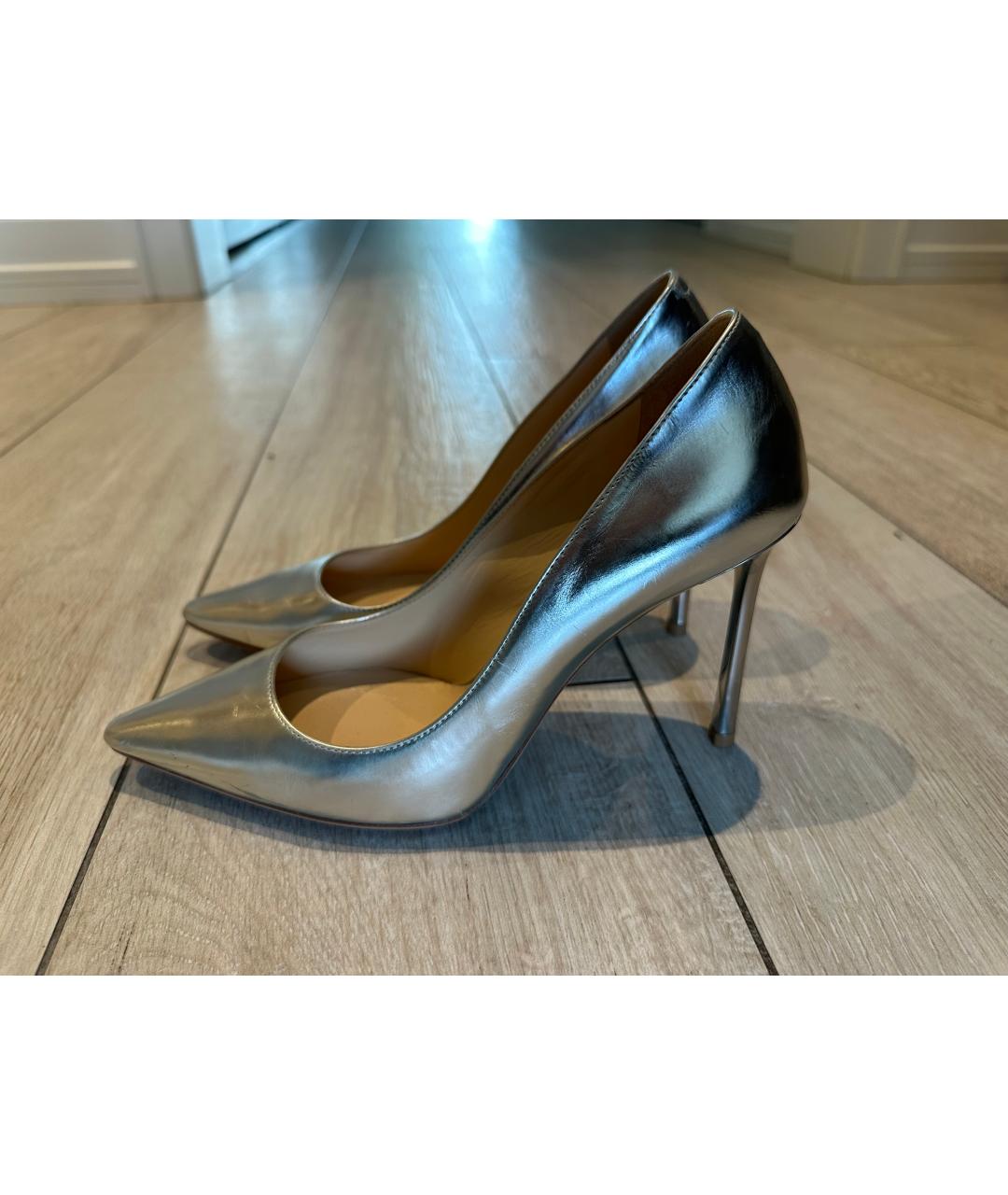 JIMMY CHOO Серебряные кожаные туфли, фото 7