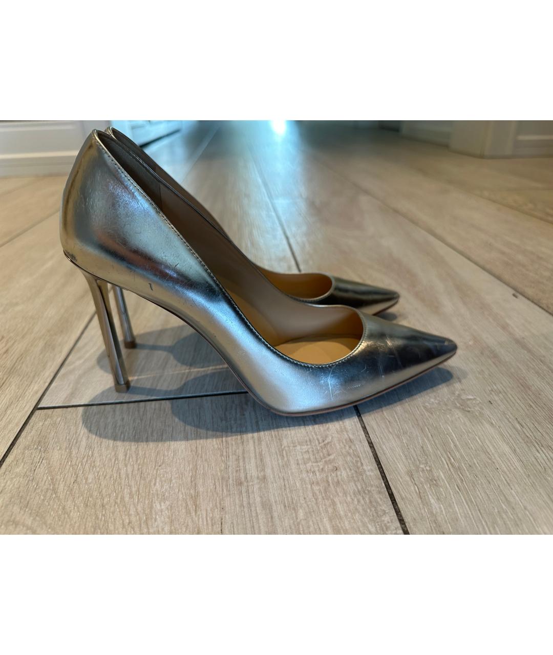JIMMY CHOO Серебряные кожаные туфли, фото 5