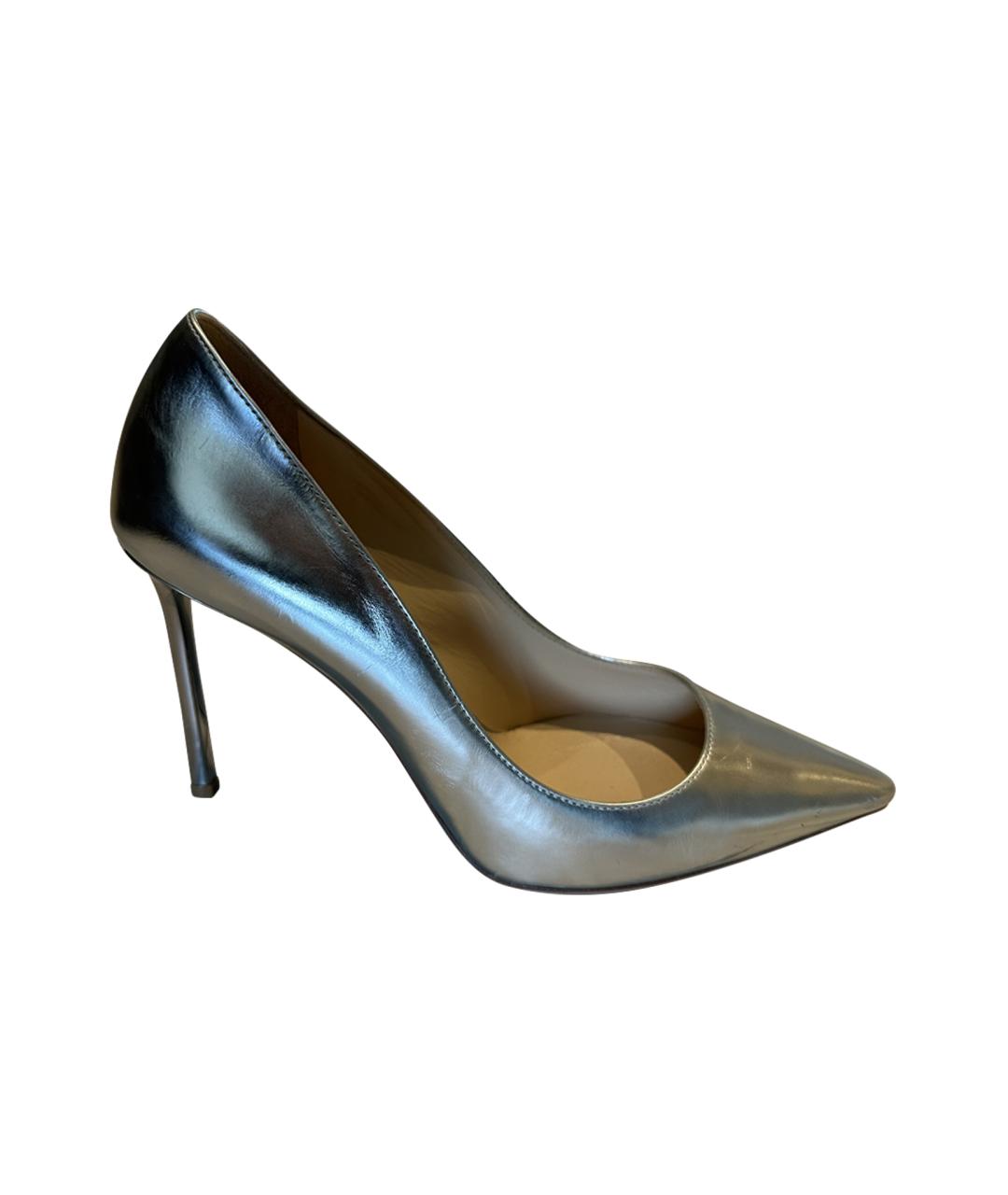 JIMMY CHOO Серебряные кожаные туфли, фото 1