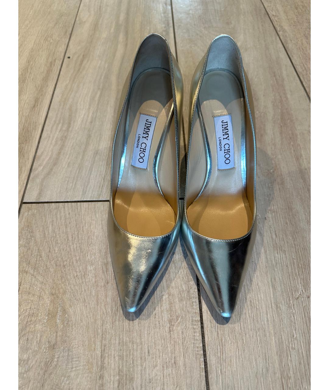 JIMMY CHOO Серебряные кожаные туфли, фото 2