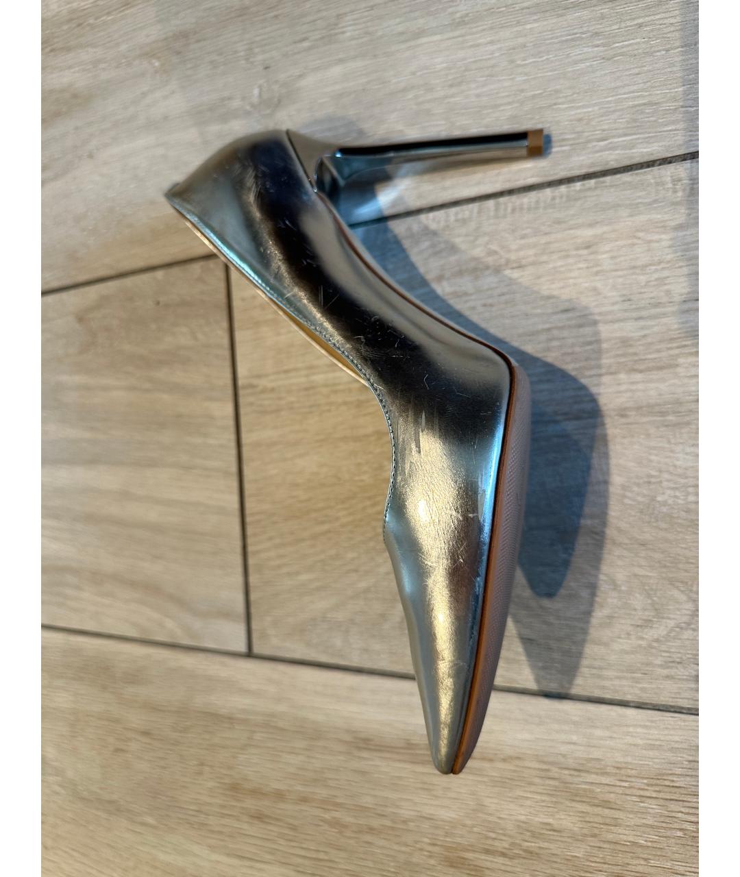 JIMMY CHOO Серебряные кожаные туфли, фото 6
