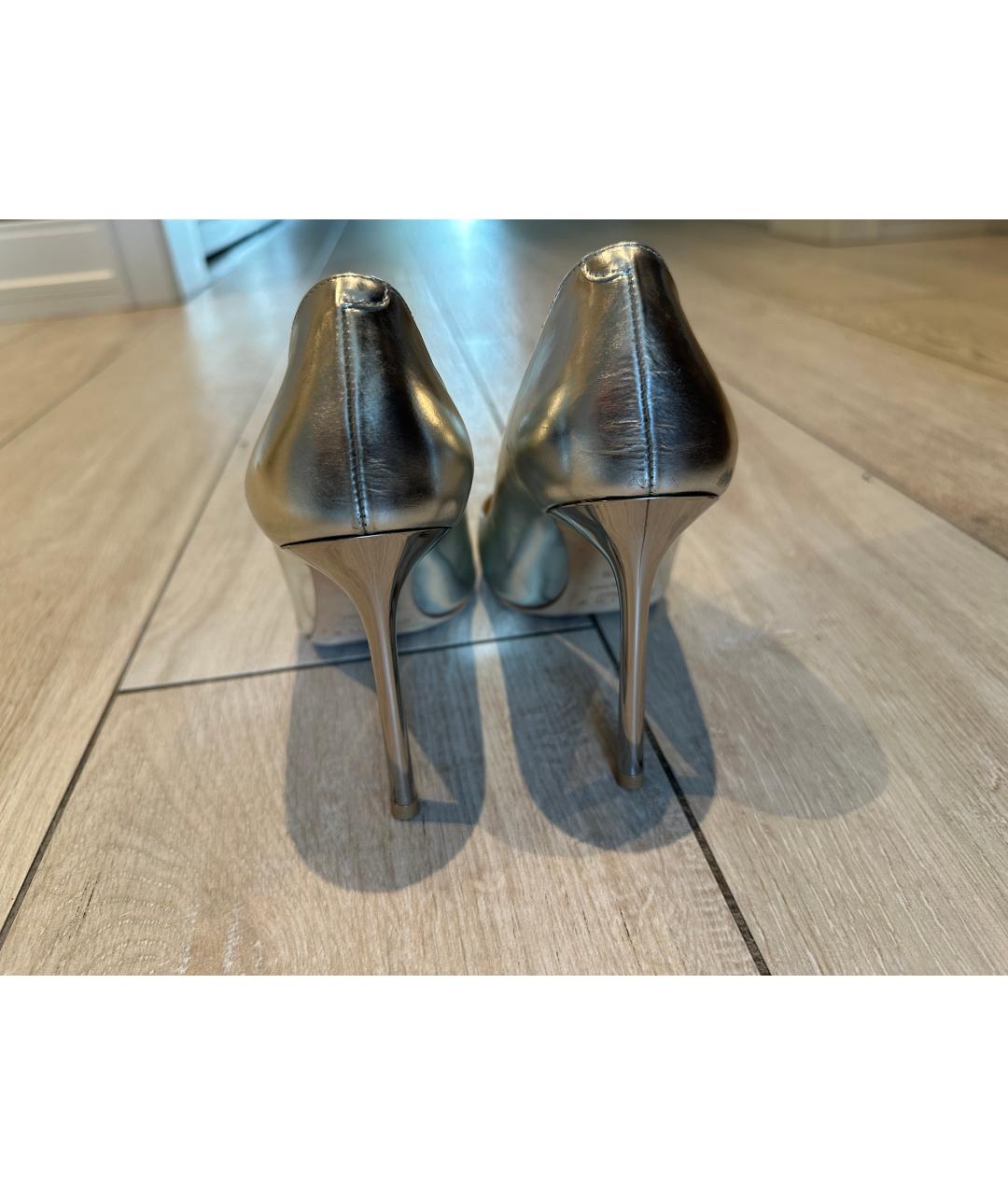 JIMMY CHOO Серебряные кожаные туфли, фото 3