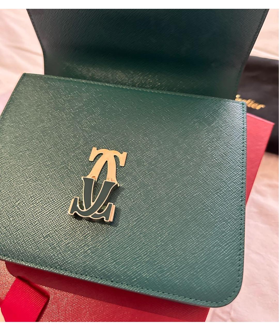 CARTIER Зеленая кожаная сумка через плечо, фото 2