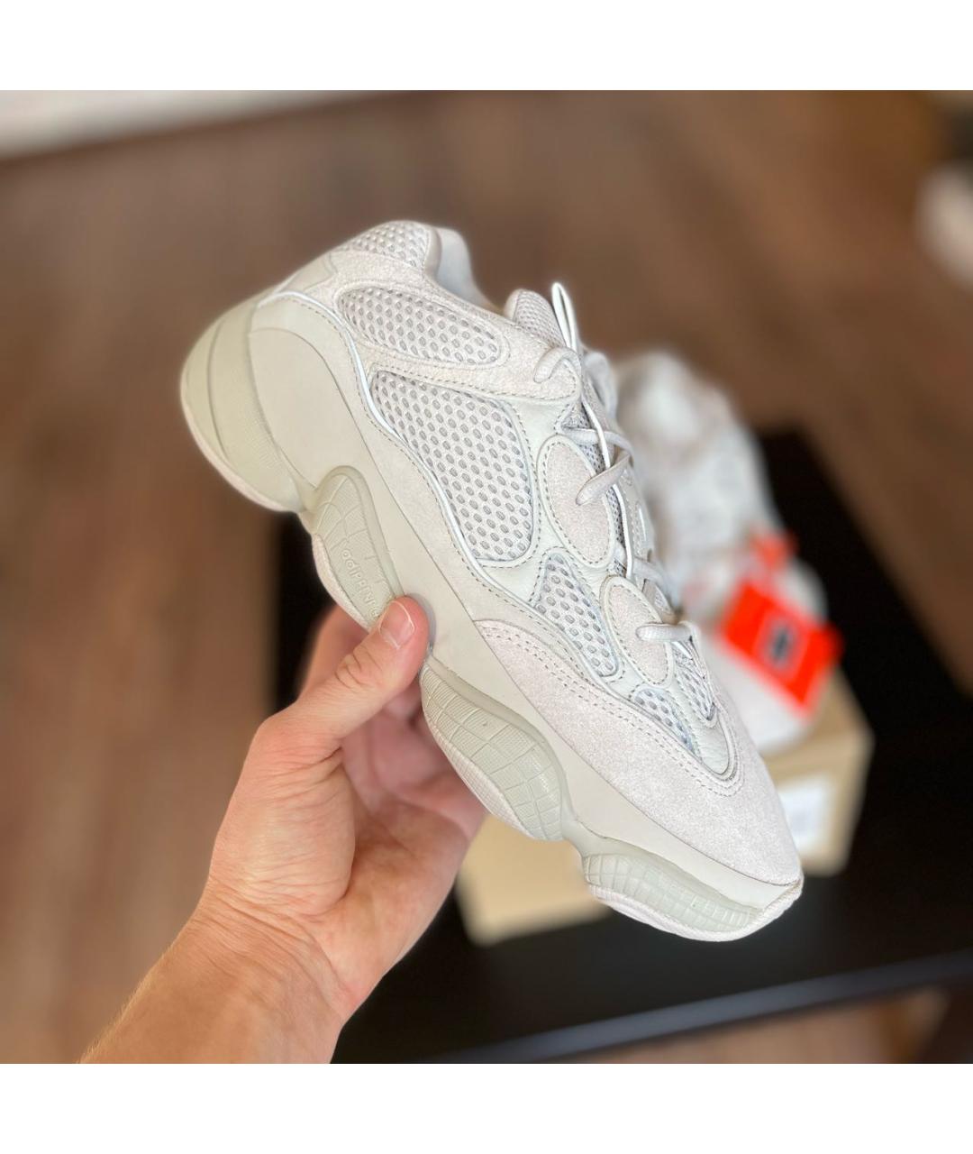 ADIDAS YEEZY Бежевые текстильные низкие кроссовки / кеды, фото 3