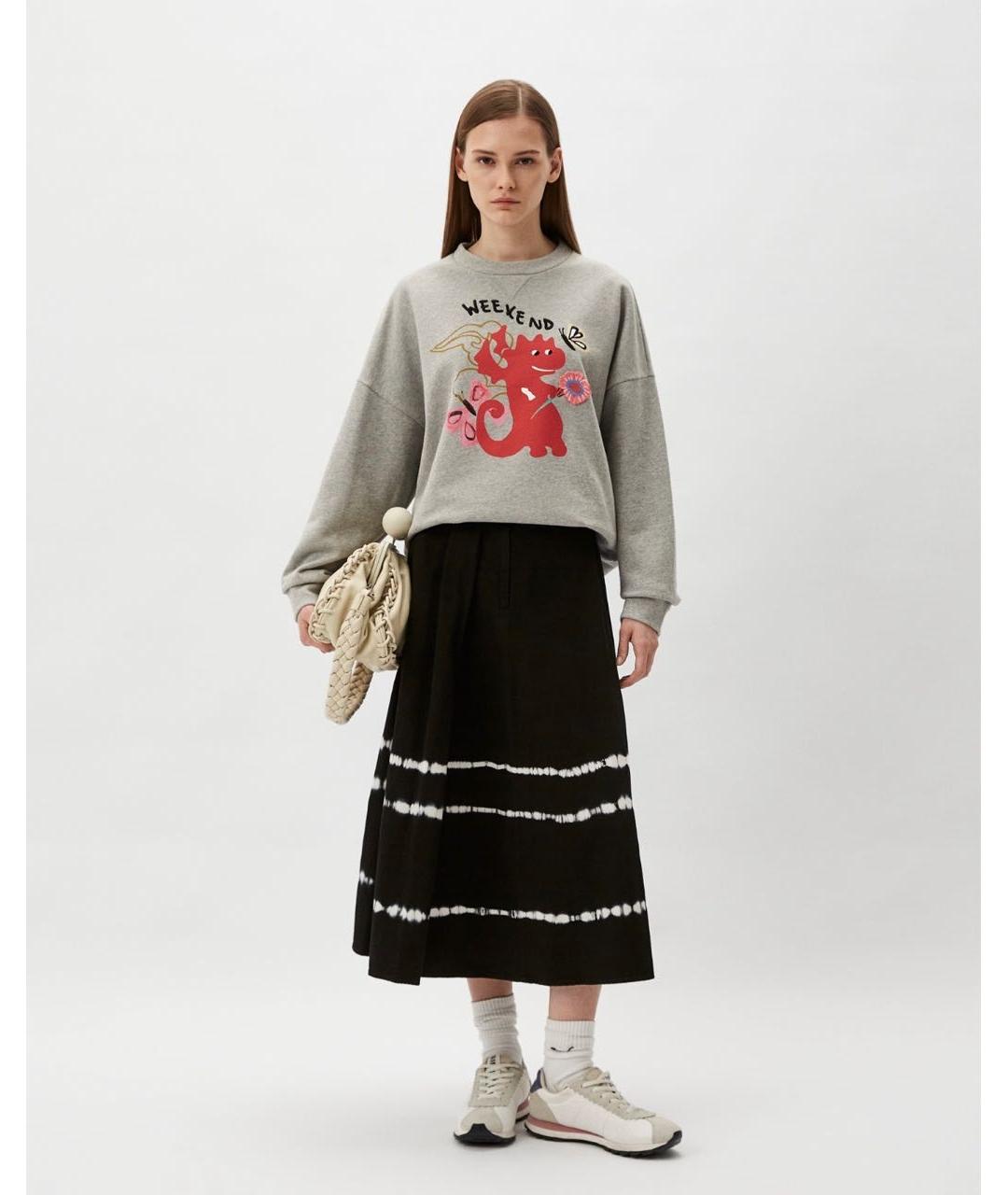 WEEKEND MAX MARA Черная хлопковая юбка макси, фото 7