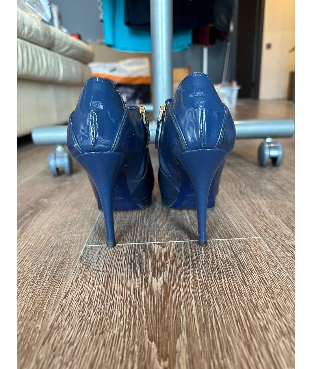 SAINT LAURENT Темно-синие кожаные ботильоны, фото 3