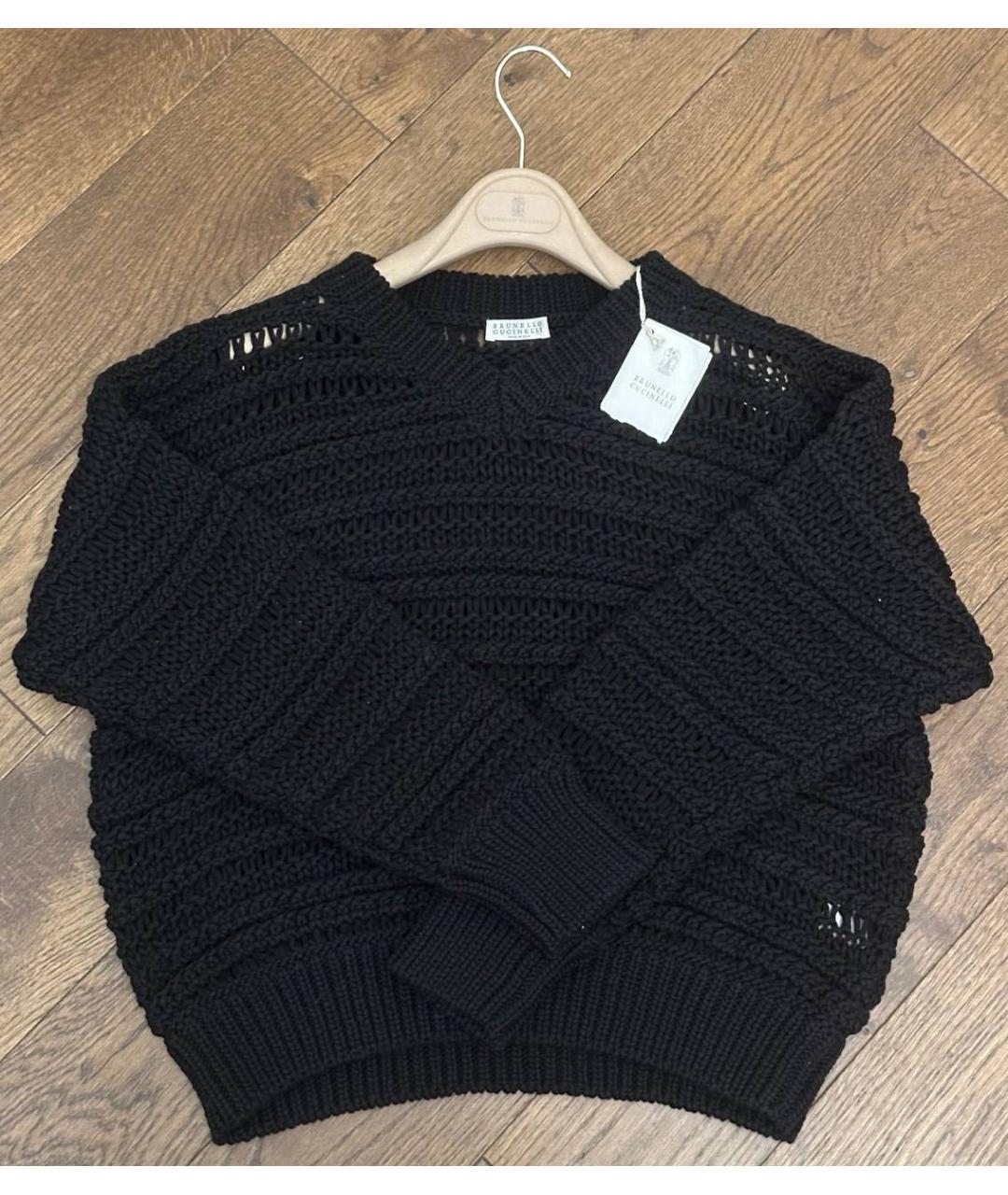 BRUNELLO CUCINELLI Черный хлопковый джемпер / свитер, фото 3