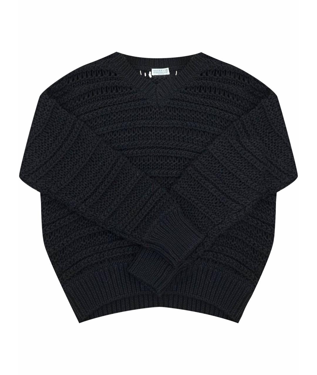 BRUNELLO CUCINELLI Черный хлопковый джемпер / свитер, фото 1