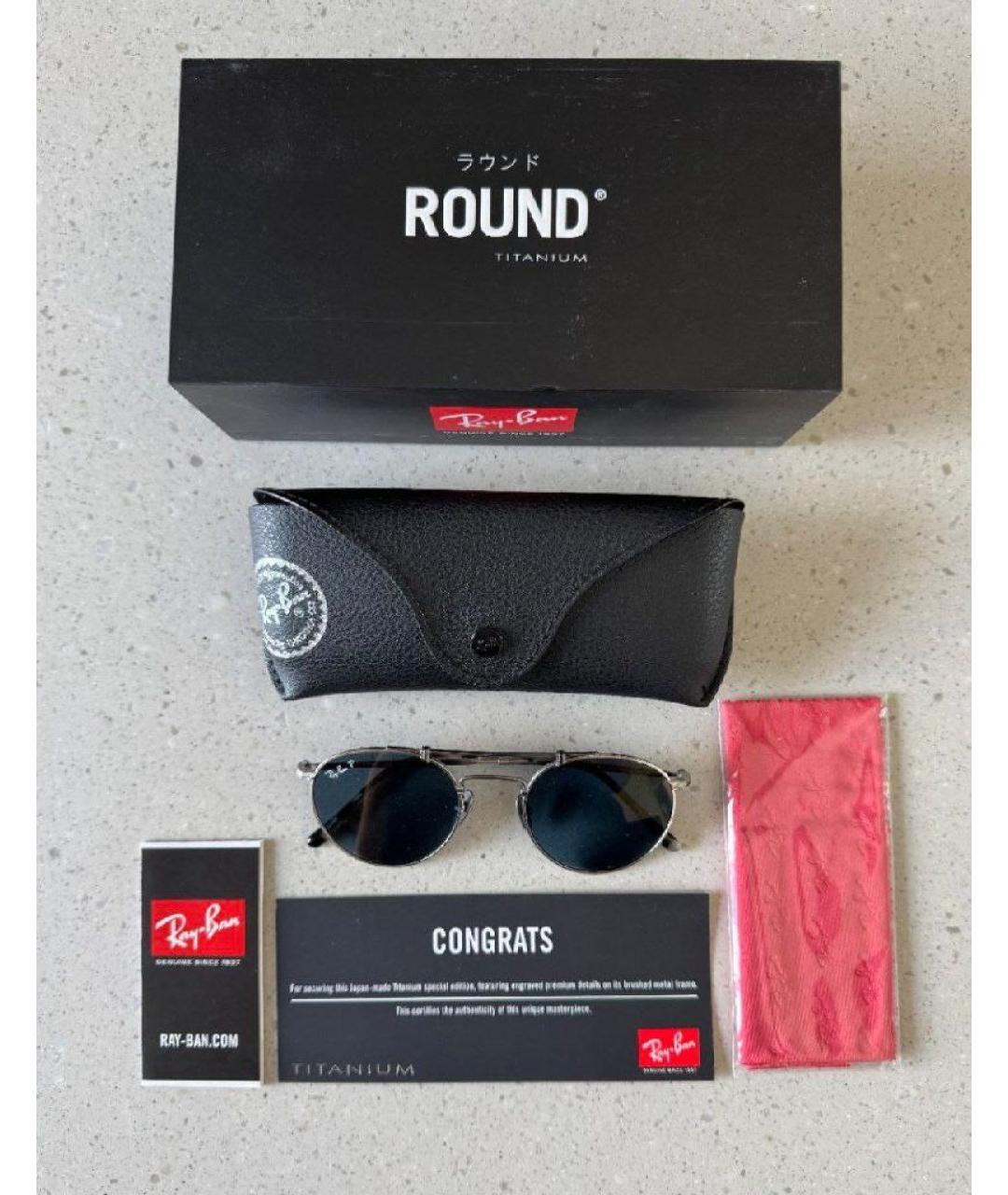 RAY BAN Серебряные металлические солнцезащитные очки, фото 2