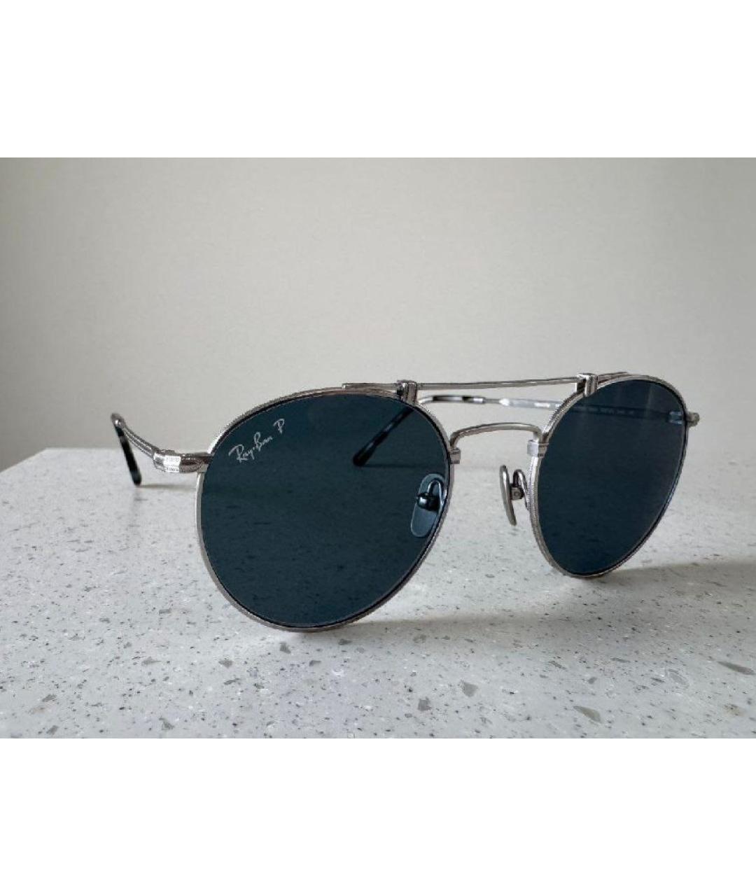 RAY BAN Серебряные металлические солнцезащитные очки, фото 3