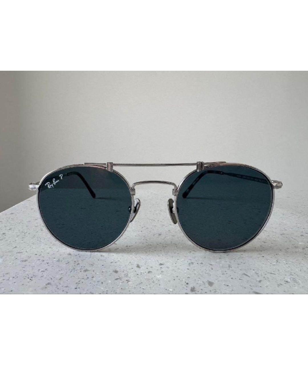 RAY BAN Серебряные металлические солнцезащитные очки, фото 5
