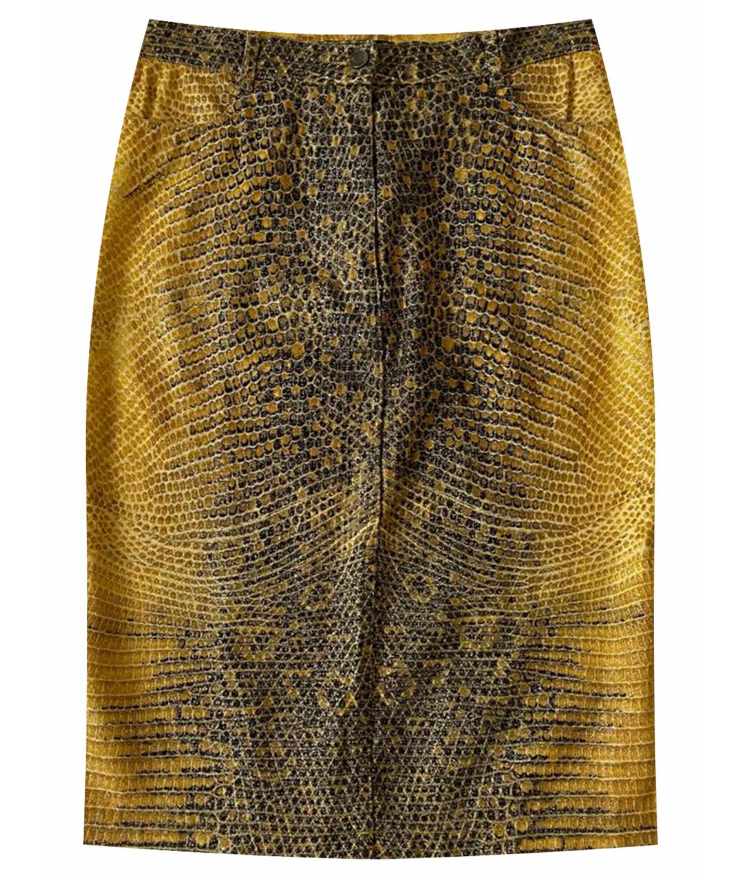 ROBERTO CAVALLI Желтая хлопковая юбка миди, фото 1