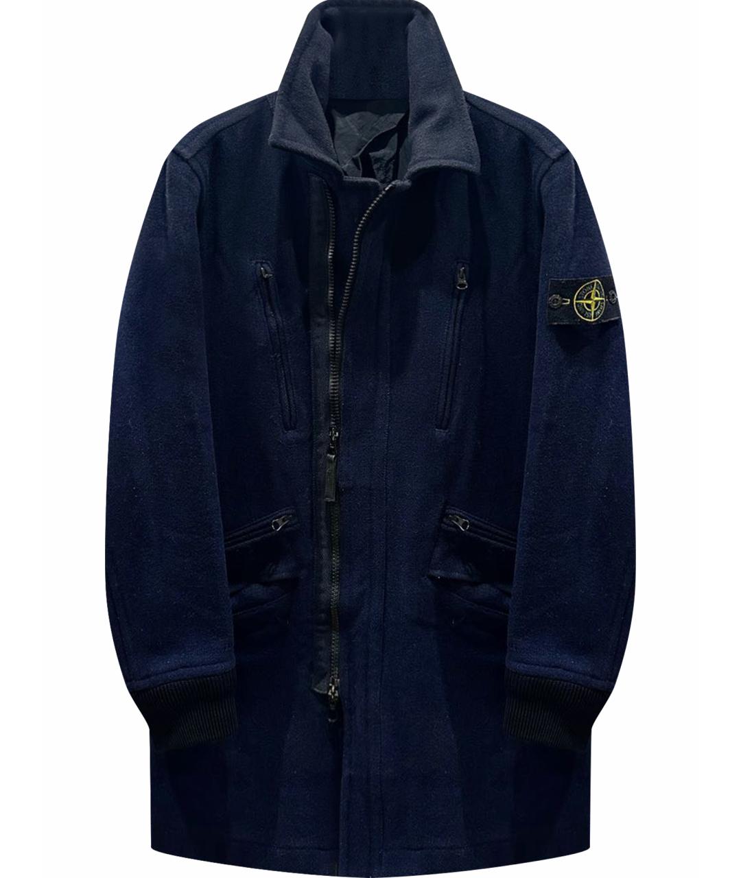 STONE ISLAND Темно-синее шерстяное пальто, фото 1
