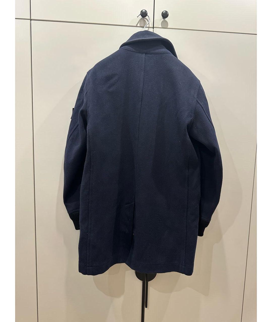 STONE ISLAND Темно-синее шерстяное пальто, фото 2