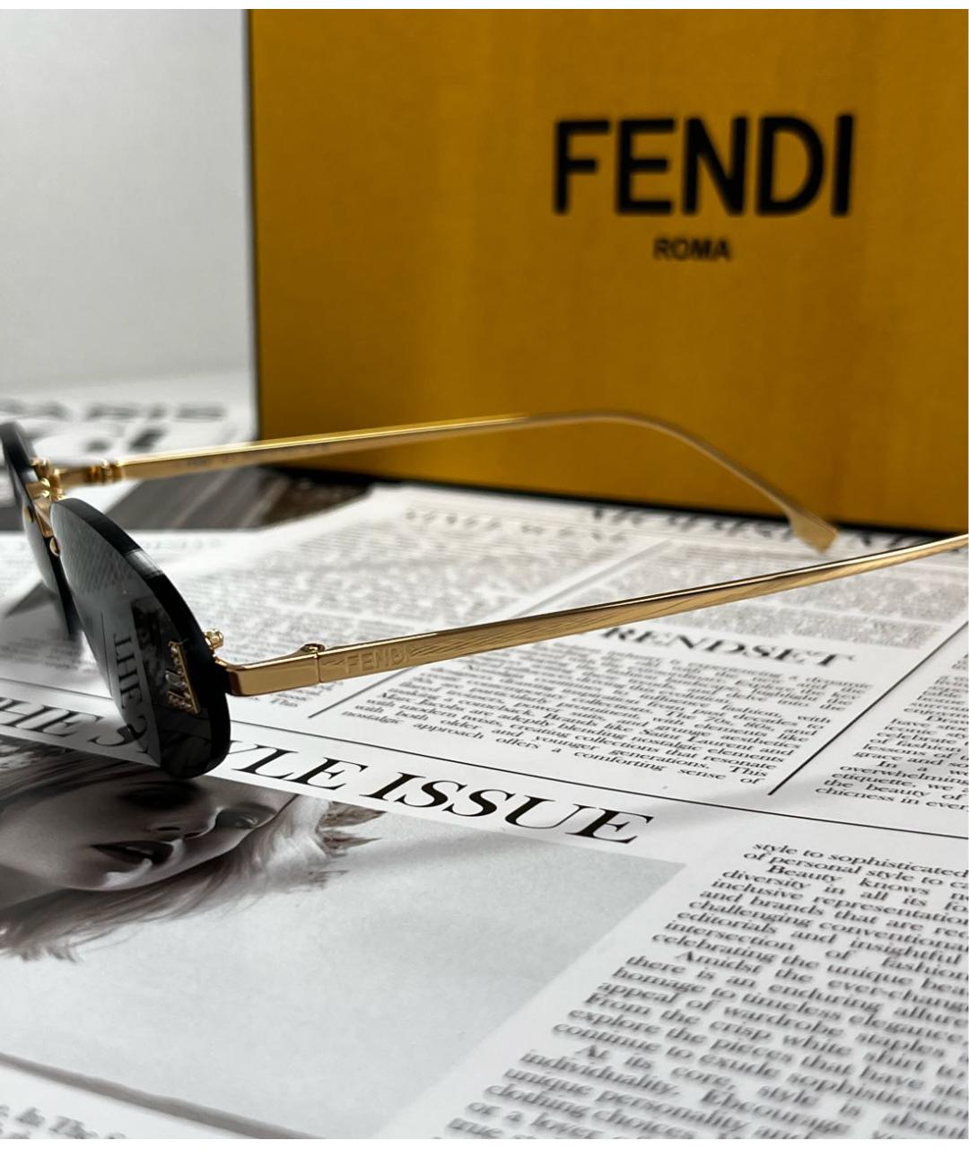 FENDI Черные металлические солнцезащитные очки, фото 6