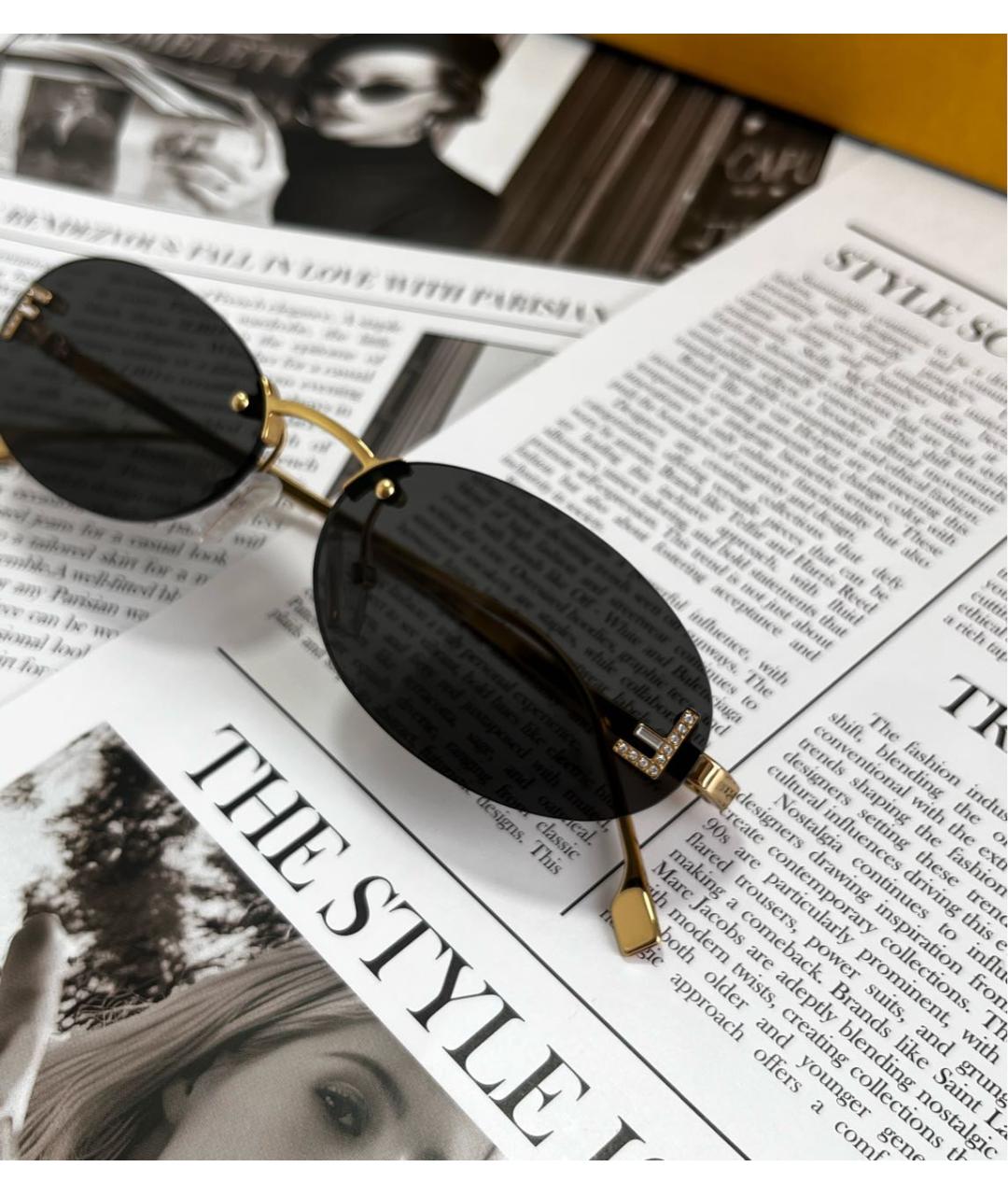 FENDI Черные металлические солнцезащитные очки, фото 5