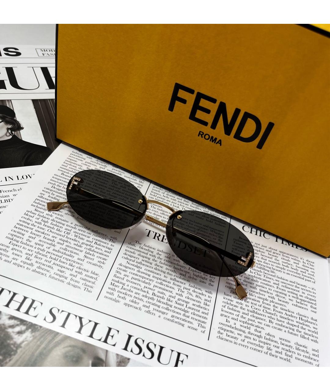 FENDI Черные металлические солнцезащитные очки, фото 2