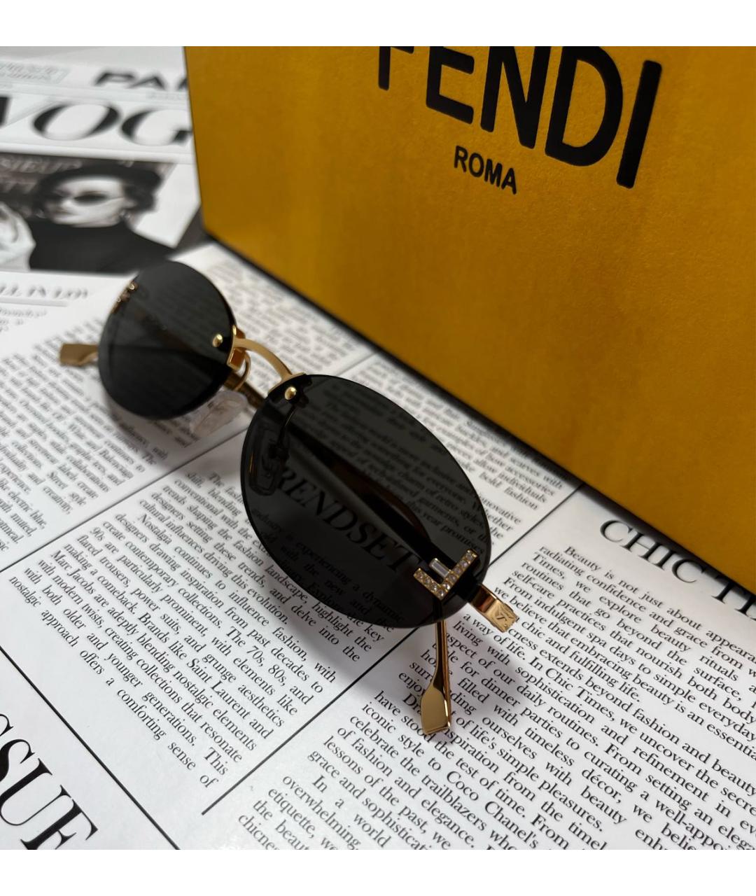 FENDI Черные металлические солнцезащитные очки, фото 4
