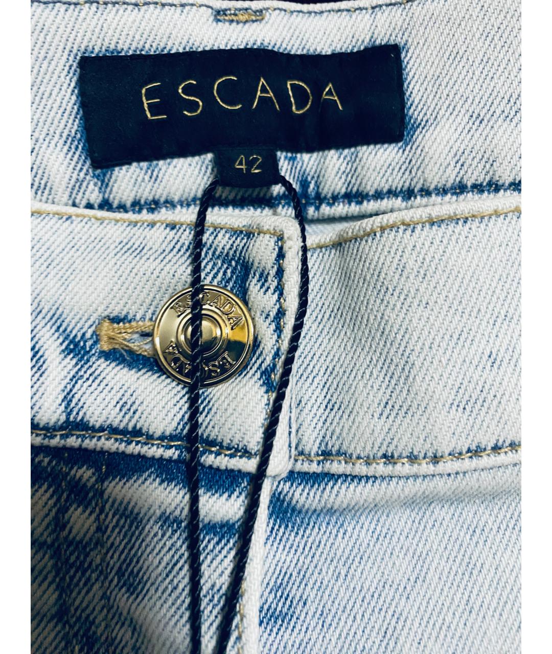 ESCADA Голубые хлопко-эластановые прямые джинсы, фото 5