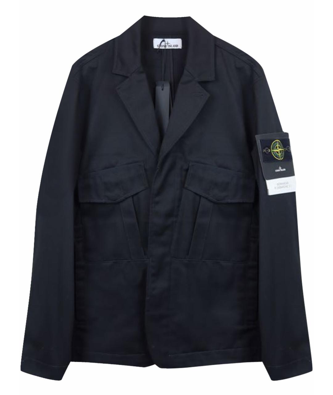 STONE ISLAND Черное хлопковое пальто, фото 1