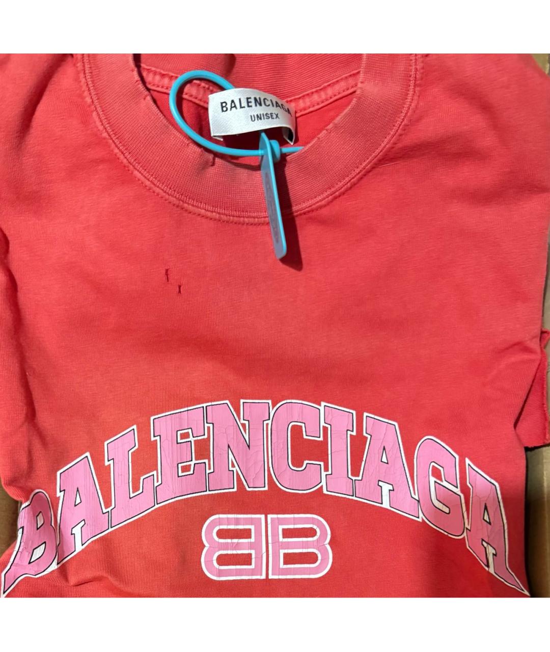 BALENCIAGA Красная хлопковая футболка, фото 3