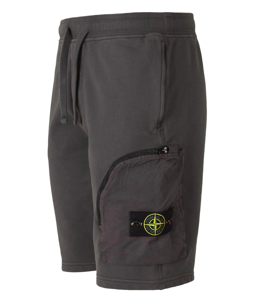 STONE ISLAND Антрацитовые хлопковые шорты, фото 2