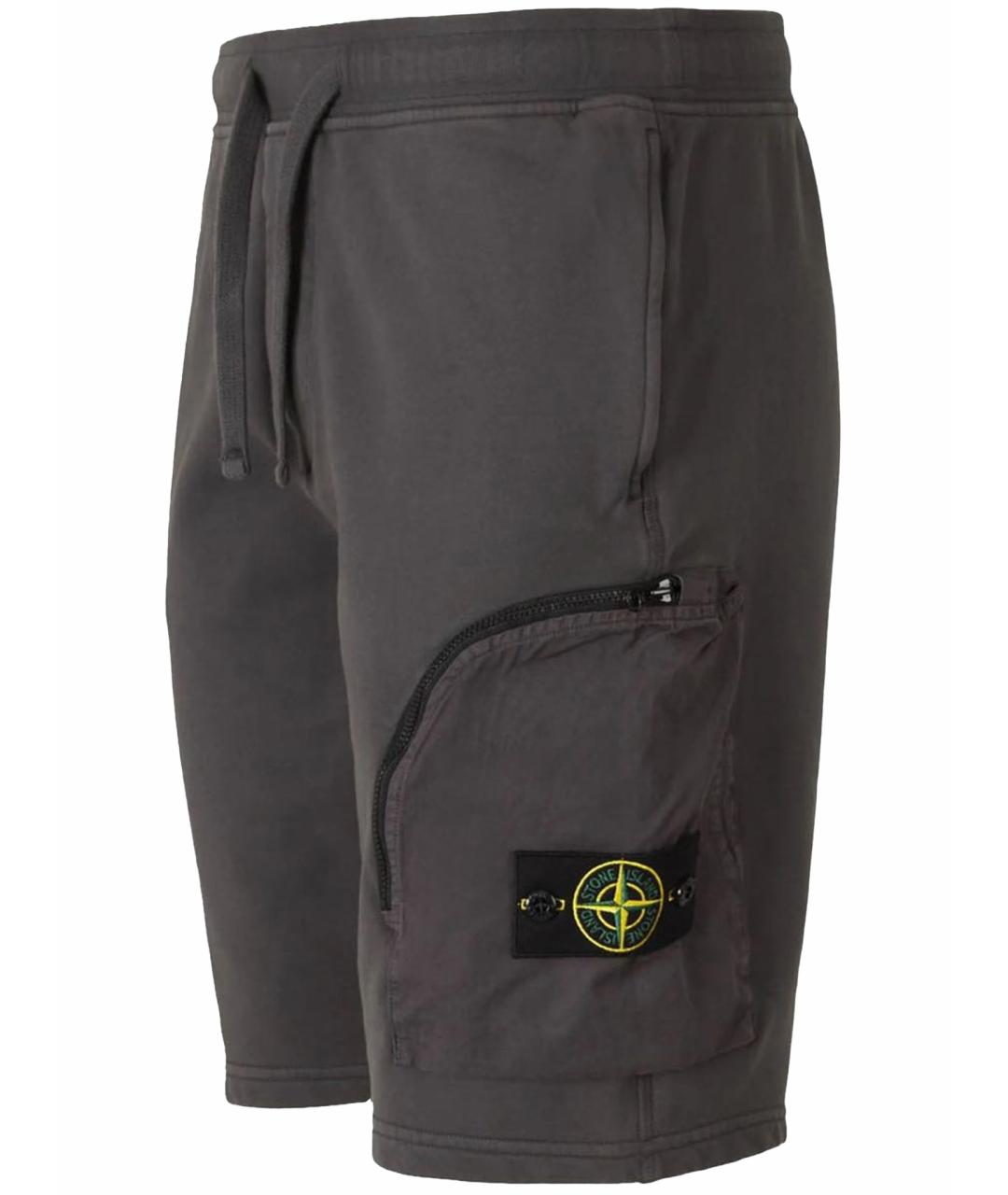 STONE ISLAND Антрацитовые хлопковые шорты, фото 7