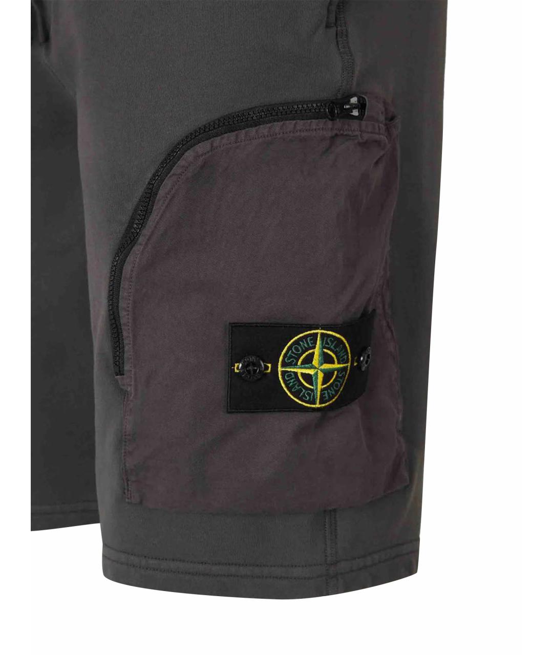 STONE ISLAND Антрацитовые хлопковые шорты, фото 6