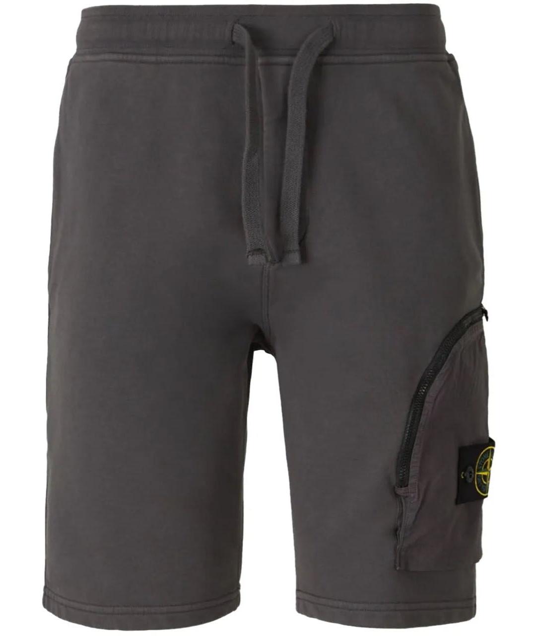 STONE ISLAND Антрацитовые хлопковые шорты, фото 5