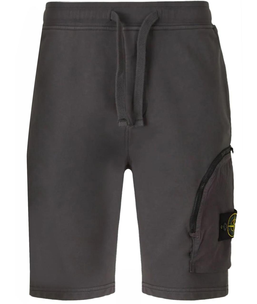 STONE ISLAND Антрацитовые хлопковые шорты, фото 1