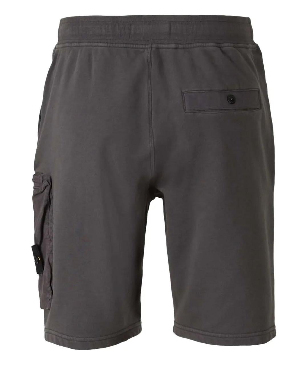 STONE ISLAND Антрацитовые хлопковые шорты, фото 3