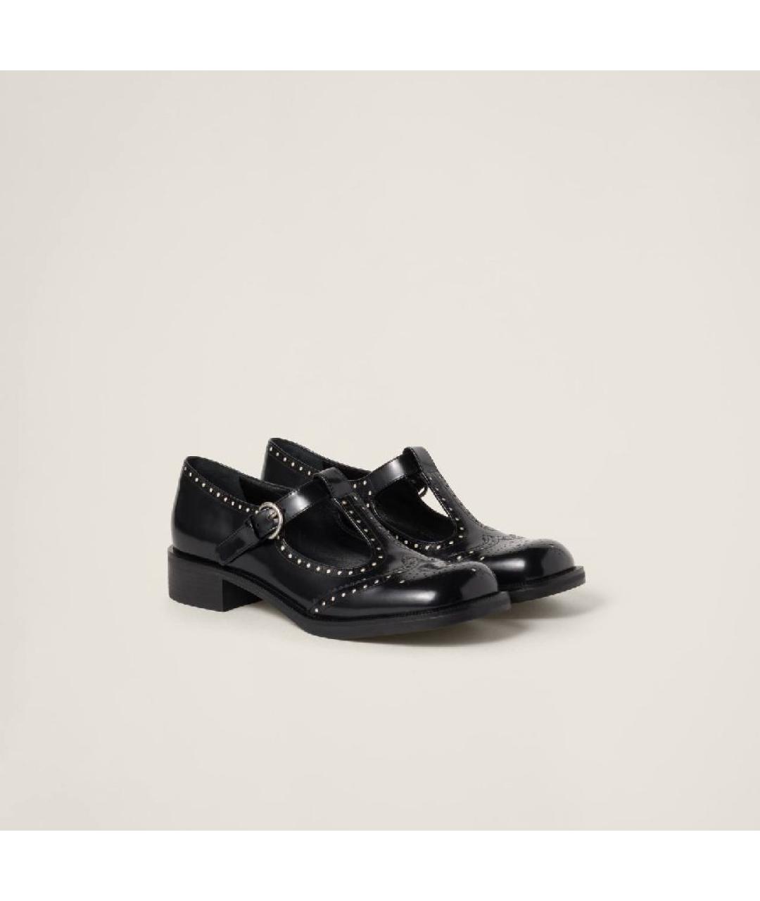 MIU MIU Черные кожаные брогги и оксфорды, фото 3