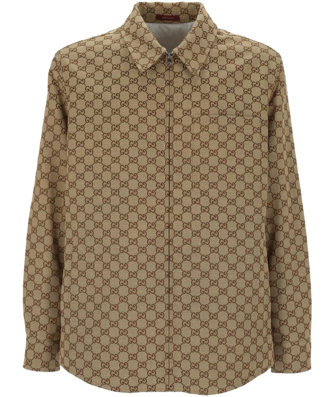GUCCI Бежевая хлопковая кэжуал рубашка, фото 1