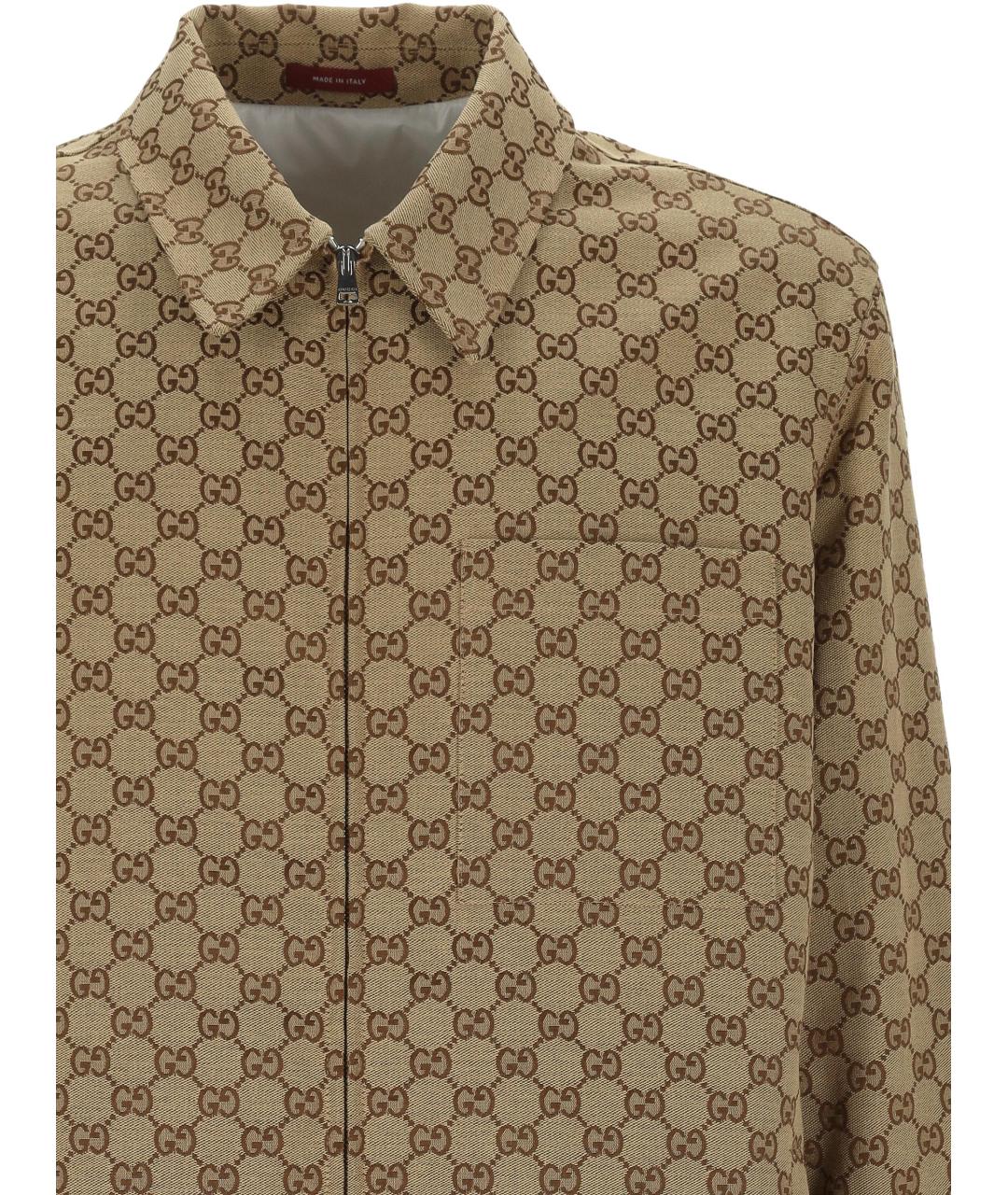 GUCCI Бежевая хлопковая кэжуал рубашка, фото 2