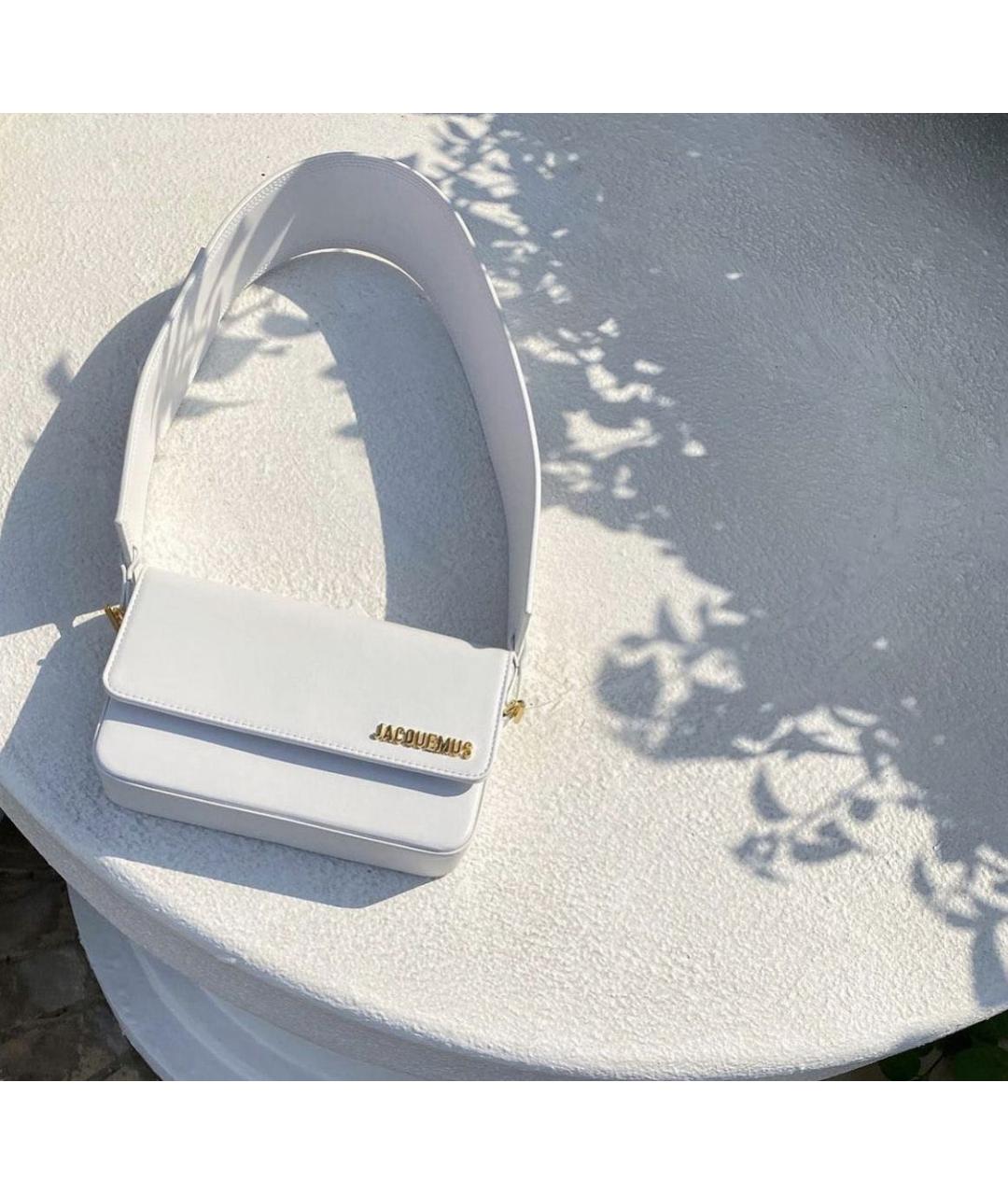 JACQUEMUS Белая кожаная сумка через плечо, фото 5
