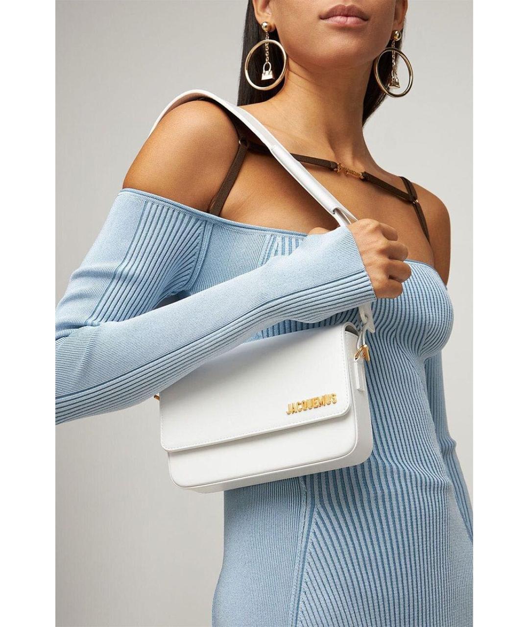 JACQUEMUS Белая кожаная сумка через плечо, фото 4