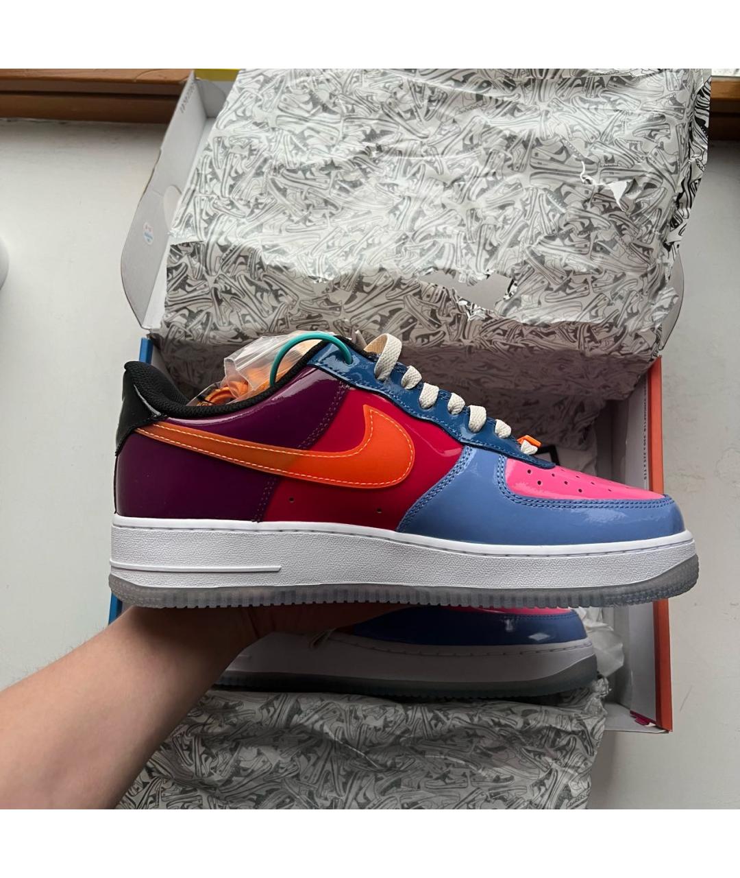 NIKE Мульти низкие кроссовки / кеды из лакированной кожи, фото 7