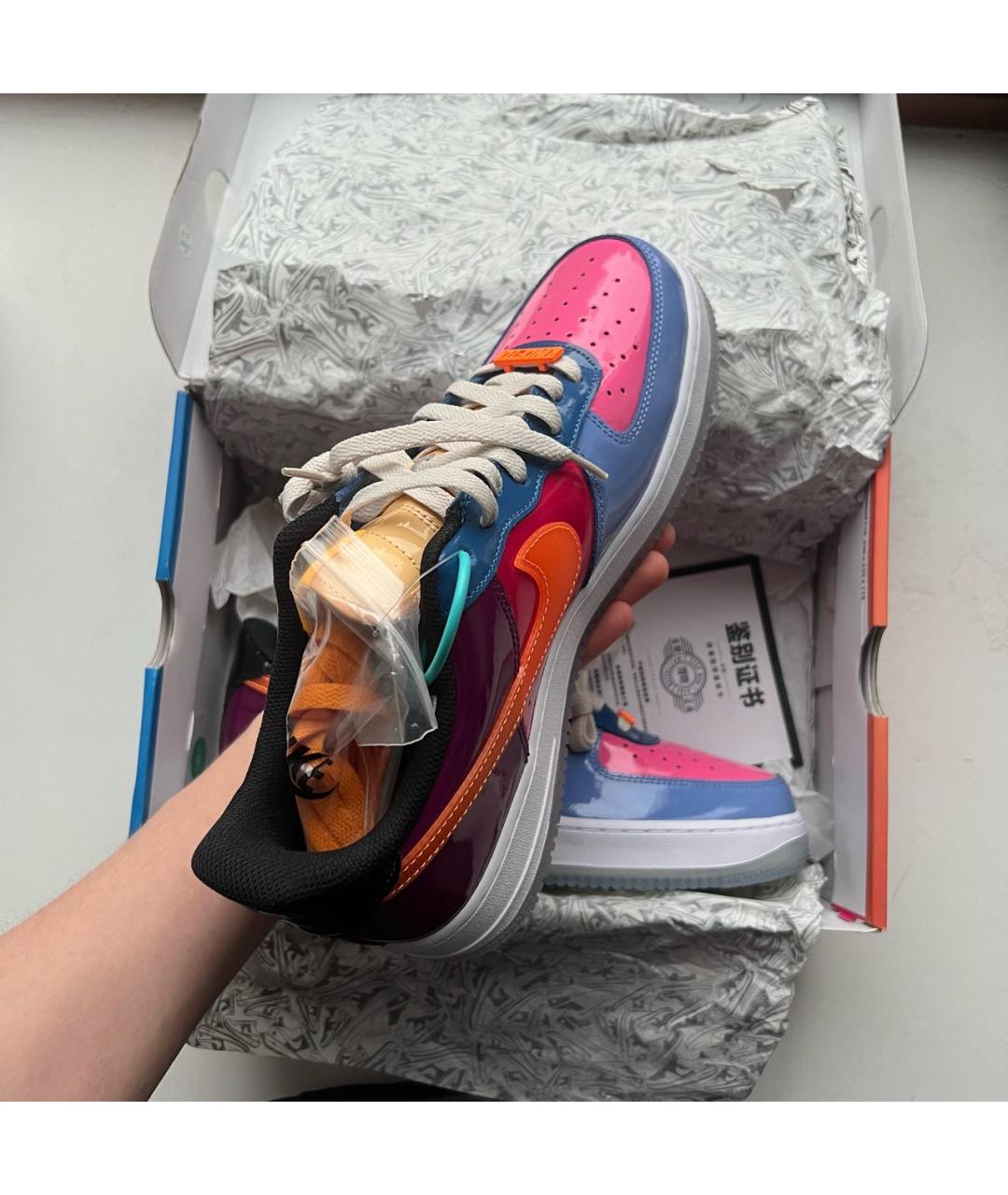 NIKE Мульти низкие кроссовки / кеды из лакированной кожи, фото 5