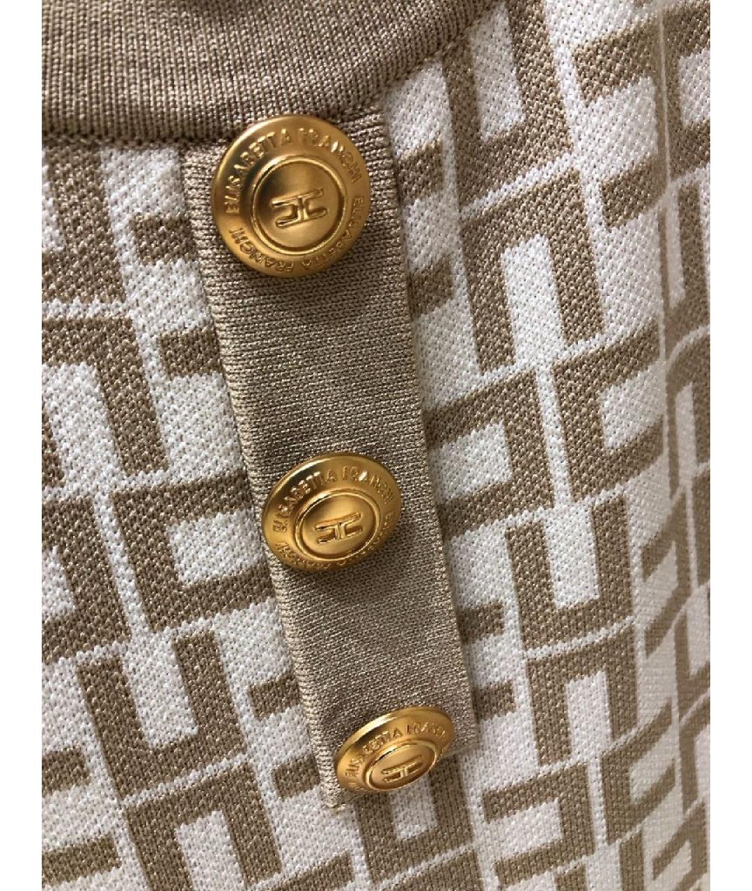 ELISABETTA FRANCHI Бежевое вискозное повседневное платье, фото 3