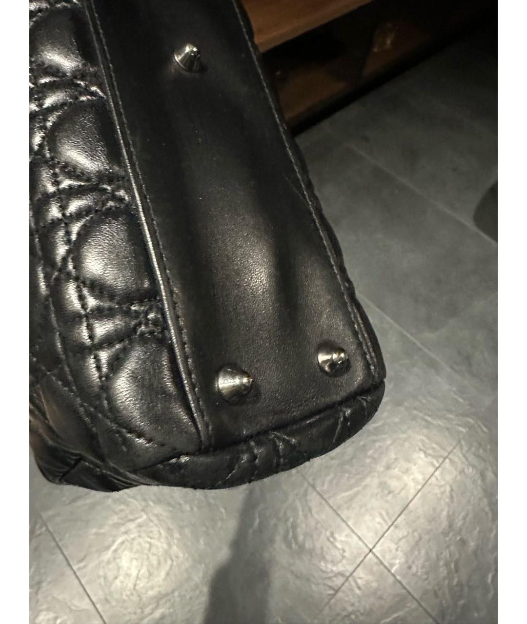 CHRISTIAN DIOR Черная кожаная сумка с короткими ручками, фото 4